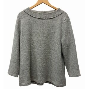 LOFT Sweater Womens Size XL Gray Boxy‎ Mock Neck Fuzzy Relaxed Causal Lagenlook